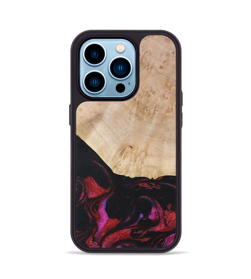 iPhone 14 Pro Wood+Resin Phone Case - Robert (Red, 677727)