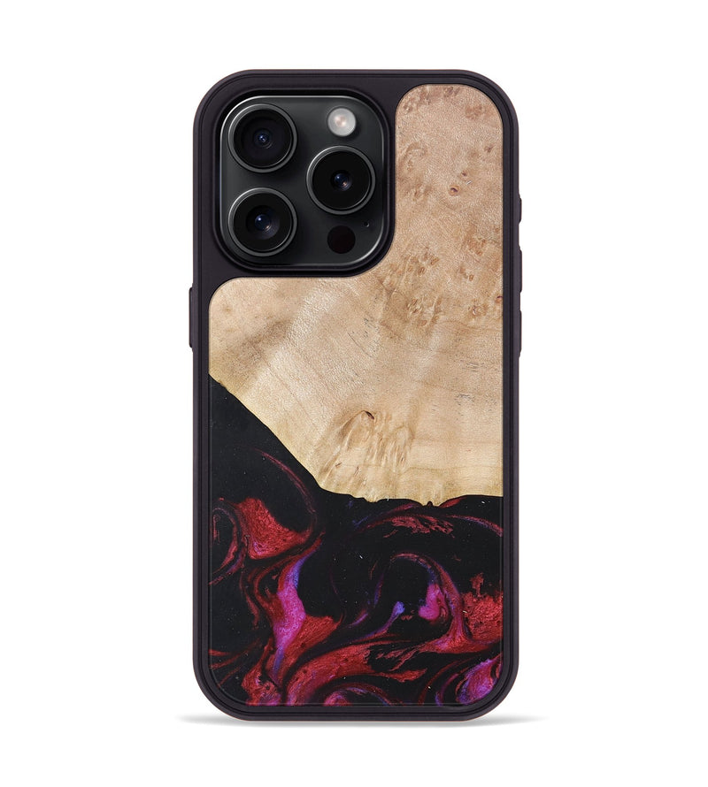 iPhone 15 Pro Wood+Resin Phone Case - Robert (Red, 677727)