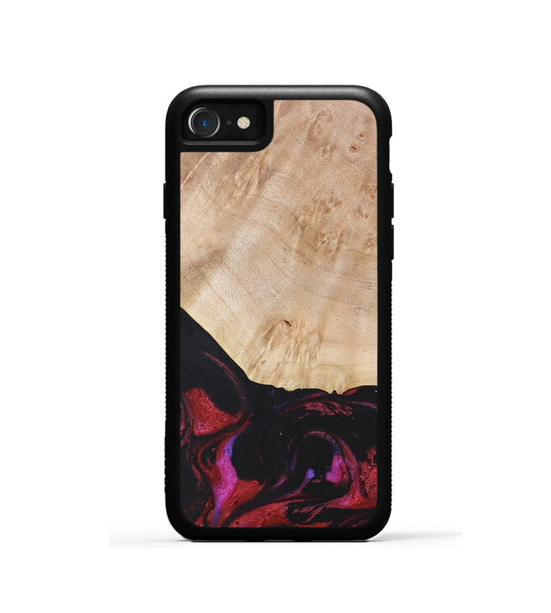 iPhone SE Wood+Resin Phone Case - Robert (Red, 677727)