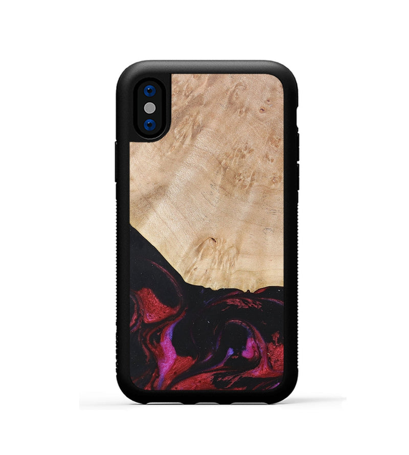 iPhone Xs Wood+Resin Phone Case - Robert (Red, 677727)
