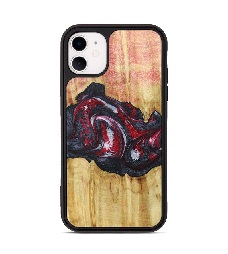 iPhone 11 Wood+Resin Phone Case - Eileen (Red, 677746)