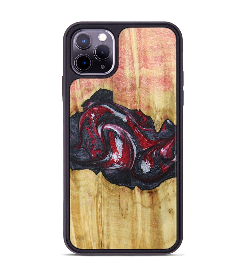 iPhone 11 Pro Max Wood+Resin Phone Case - Eileen (Red, 677746)