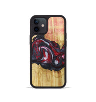 iPhone 12 mini Wood+Resin Phone Case - Eileen (Red, 677746)