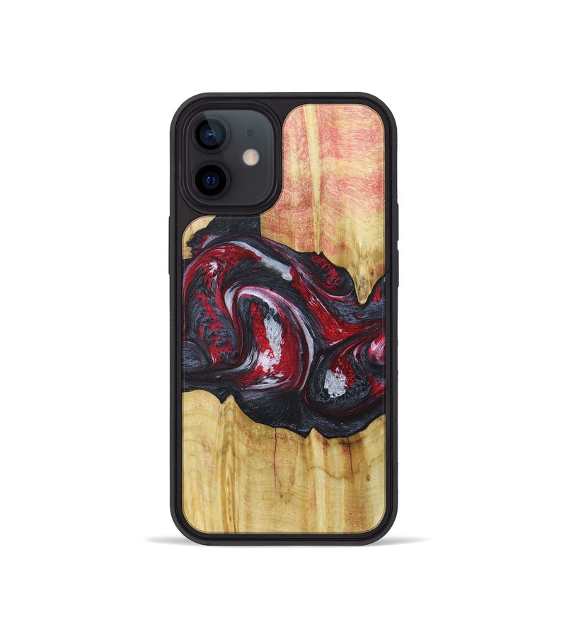 iPhone 12 mini Wood+Resin Phone Case - Eileen (Red, 677746)