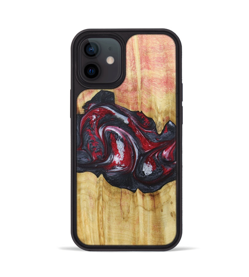 iPhone 12 Wood+Resin Phone Case - Eileen (Red, 677746)