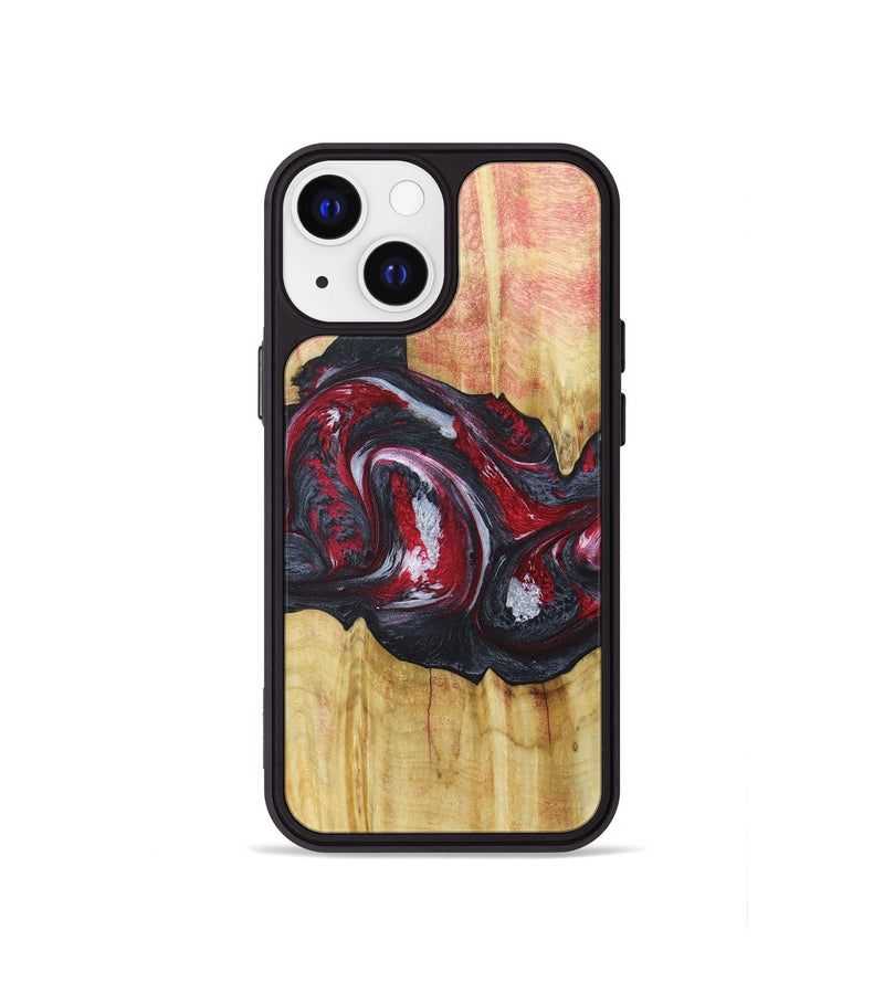 iPhone 13 mini Wood+Resin Phone Case - Eileen (Red, 677746)
