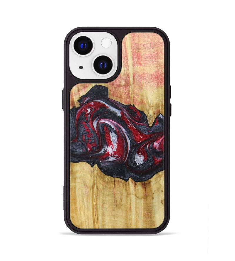 iPhone 13 Wood+Resin Phone Case - Eileen (Red, 677746)