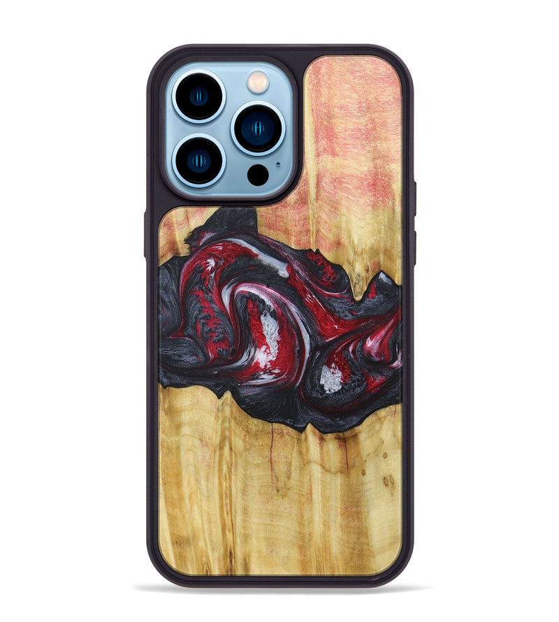 iPhone 14 Pro Max Wood+Resin Phone Case - Eileen (Red, 677746)