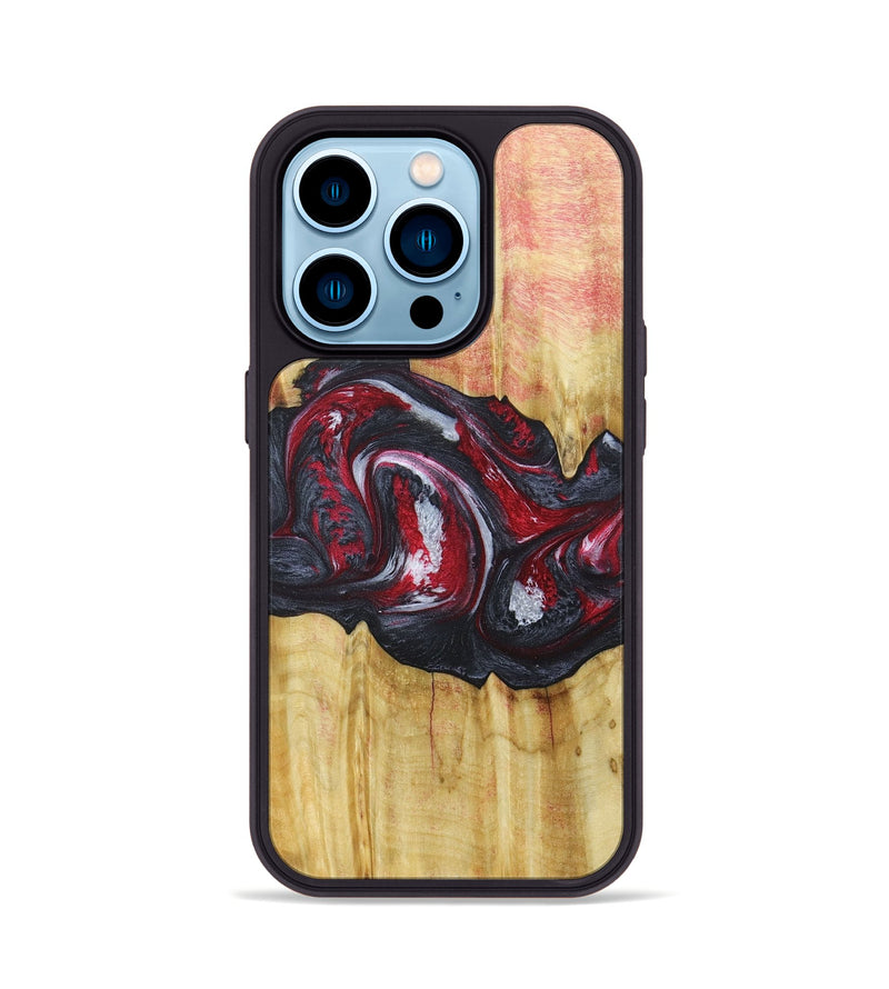 iPhone 14 Pro Wood+Resin Phone Case - Eileen (Red, 677746)