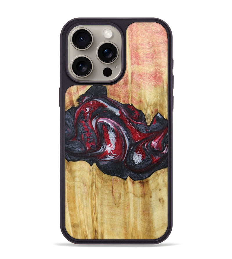 iPhone 15 Pro Max Wood+Resin Phone Case - Eileen (Red, 677746)