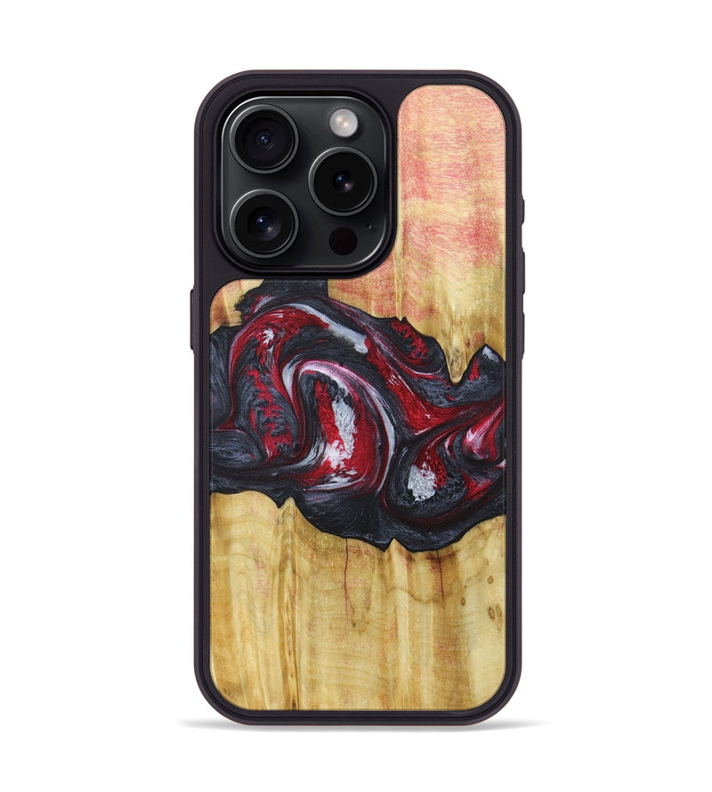 iPhone 15 Pro Wood+Resin Phone Case - Eileen (Red, 677746)