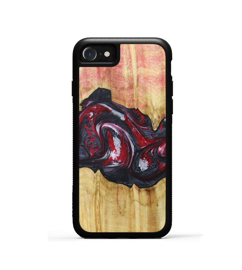 iPhone SE Wood+Resin Phone Case - Eileen (Red, 677746)