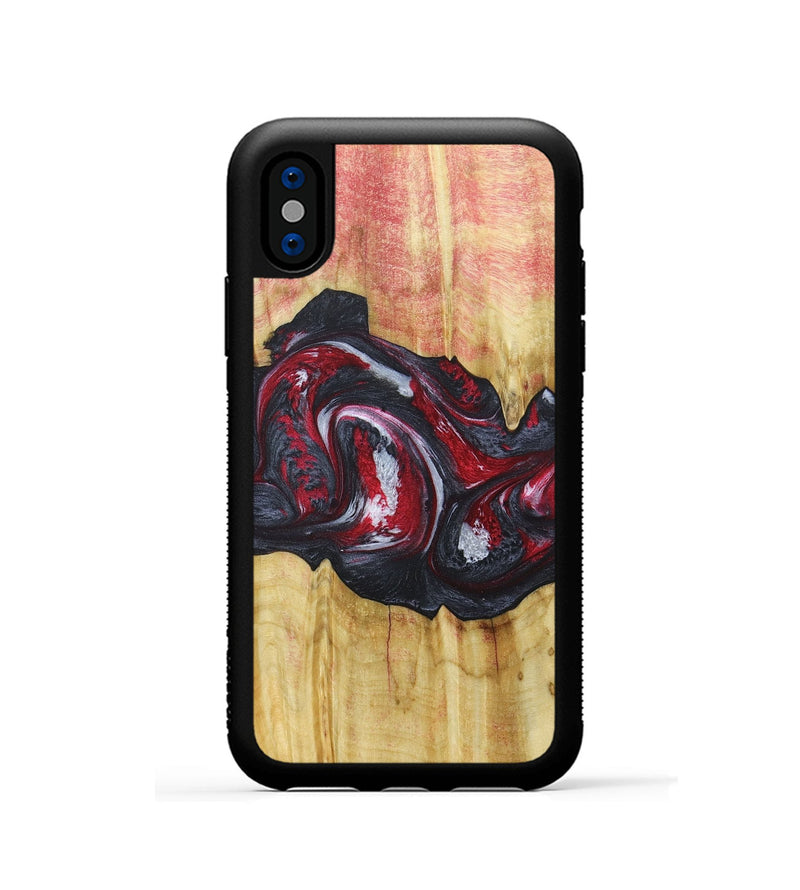 iPhone Xs Wood+Resin Phone Case - Eileen (Red, 677746)