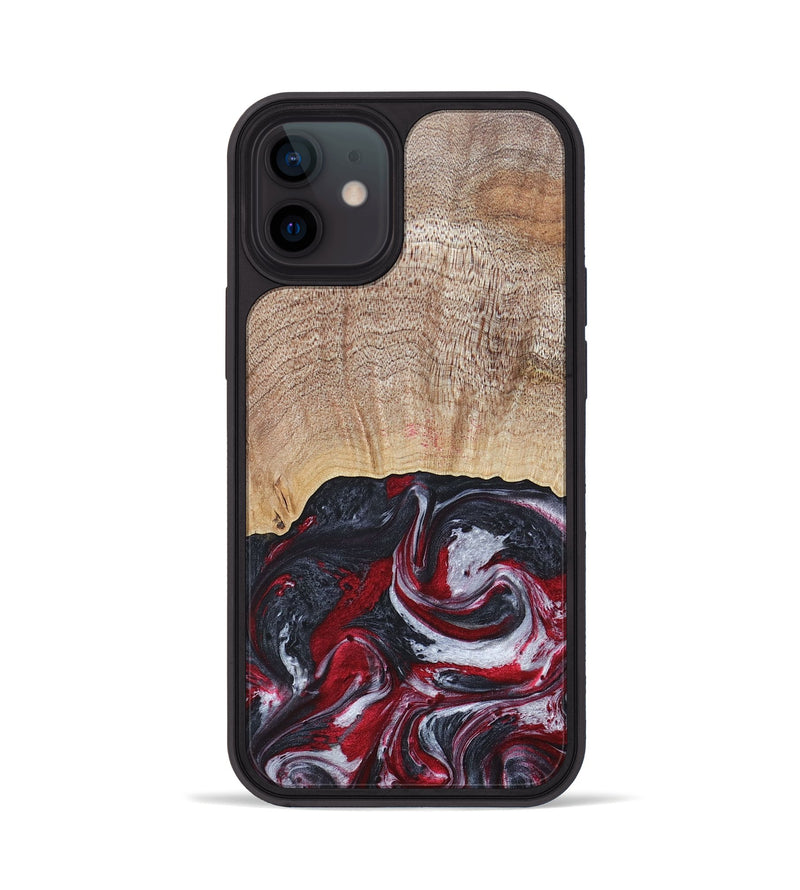 iPhone 12 Wood+Resin Phone Case - Lauren (Red, 677755)