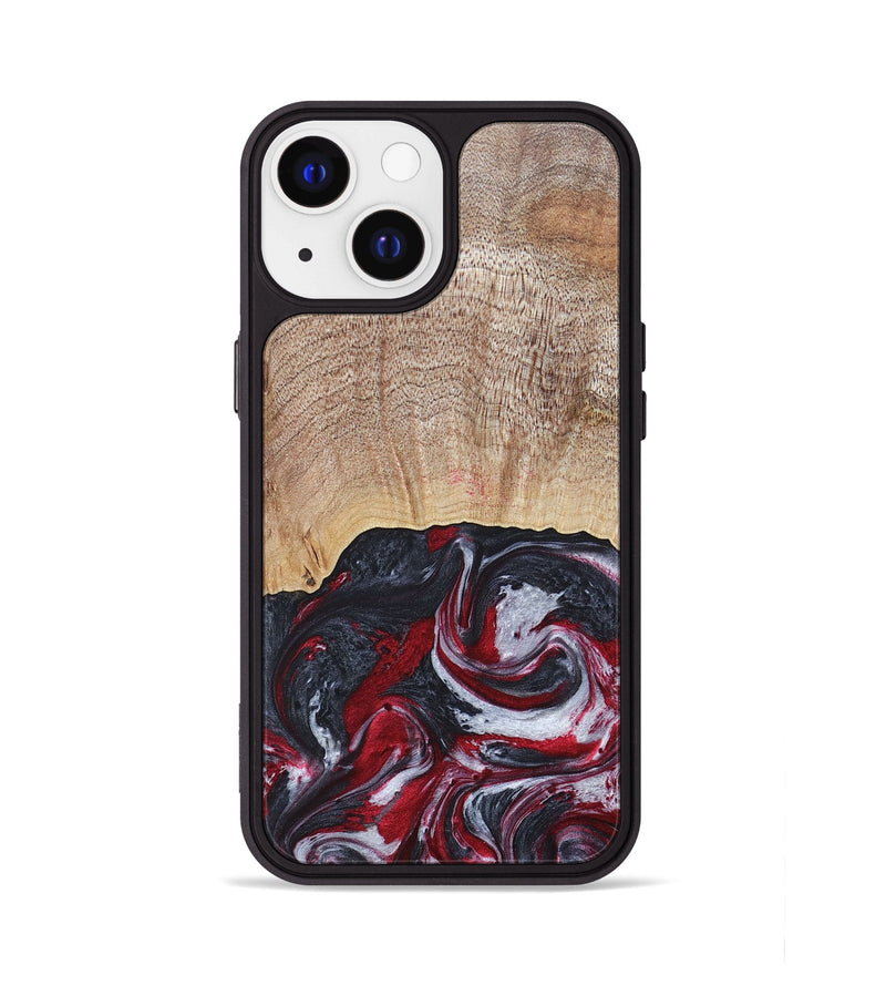 iPhone 13 Wood+Resin Phone Case - Lauren (Red, 677755)