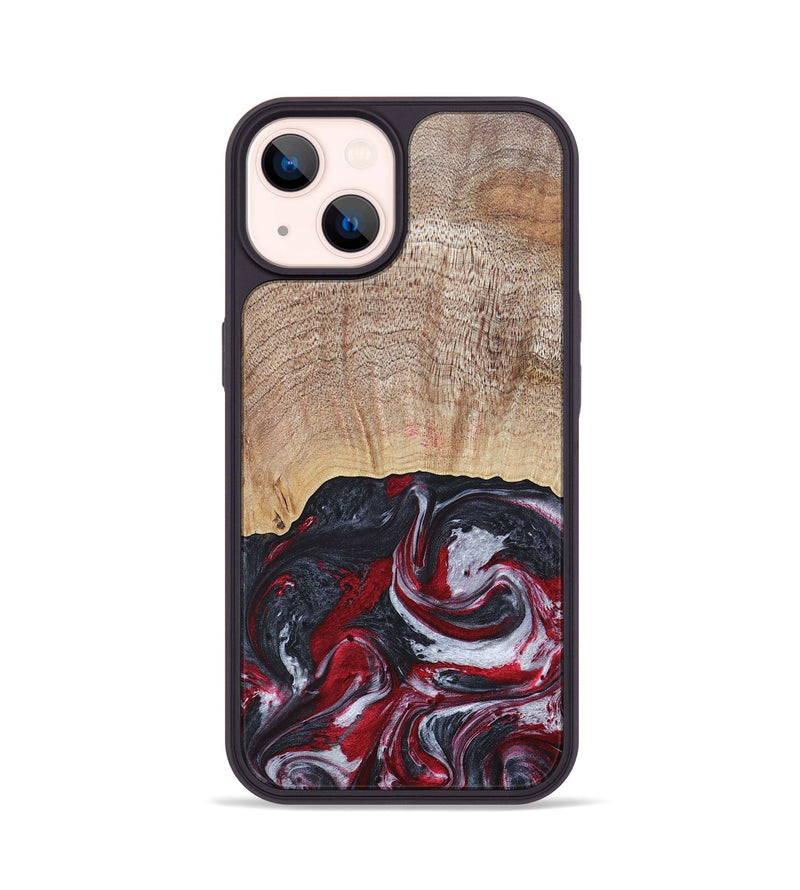 iPhone 14 Wood+Resin Phone Case - Lauren (Red, 677755)