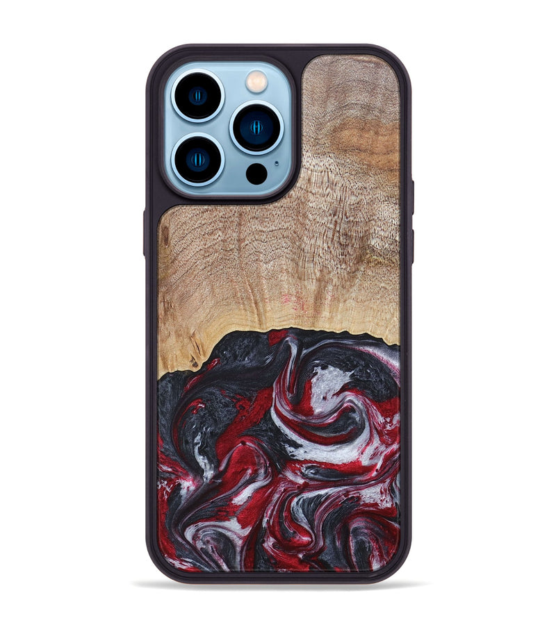 iPhone 14 Pro Max Wood+Resin Phone Case - Lauren (Red, 677755)