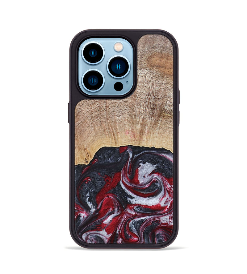 iPhone 14 Pro Wood+Resin Phone Case - Lauren (Red, 677755)