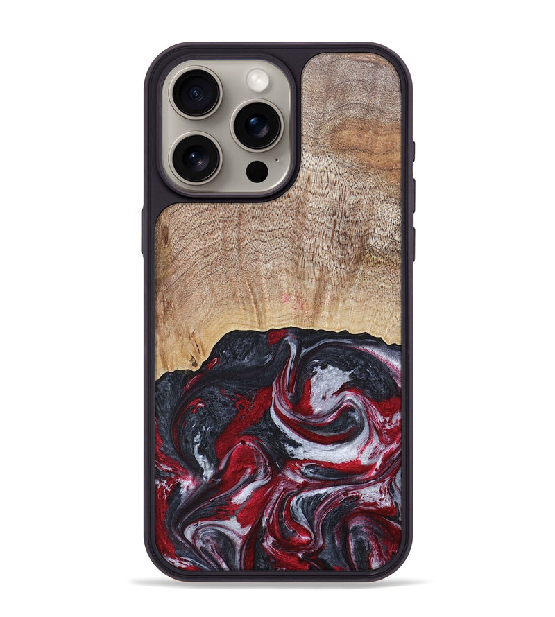 iPhone 15 Pro Max Wood+Resin Phone Case - Lauren (Red, 677755)