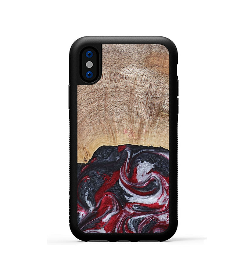 iPhone Xs Wood+Resin Phone Case - Lauren (Red, 677755)