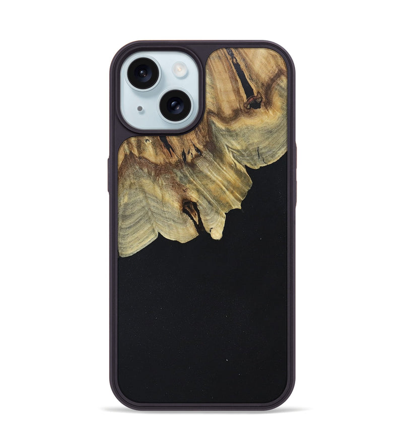 iPhone 15 Wood+Resin Phone Case - Claire (Pure Black, 677846)