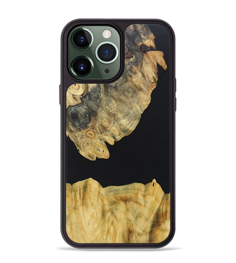 iPhone 13 Pro Max Wood+Resin Phone Case - Myles (Pure Black, 677850)