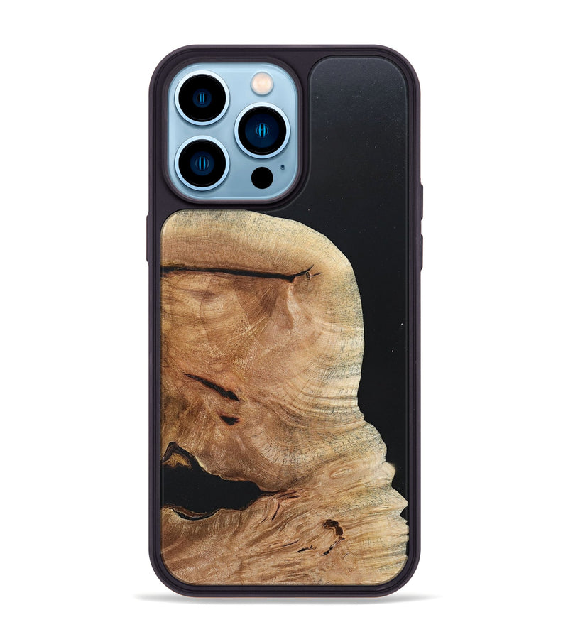 iPhone 14 Pro Max Wood+Resin Phone Case - Faith (Pure Black, 677851)