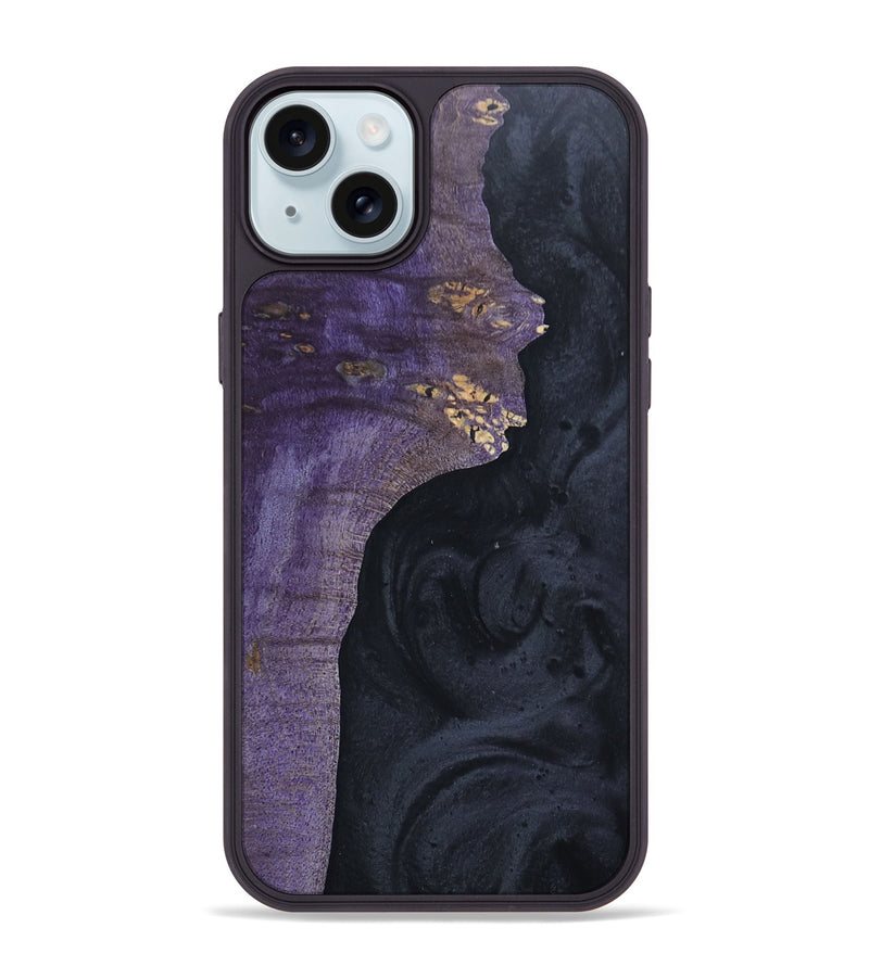 iPhone 15 Plus Wood+Resin Phone Case - Reagan (Pure Black, 677858)