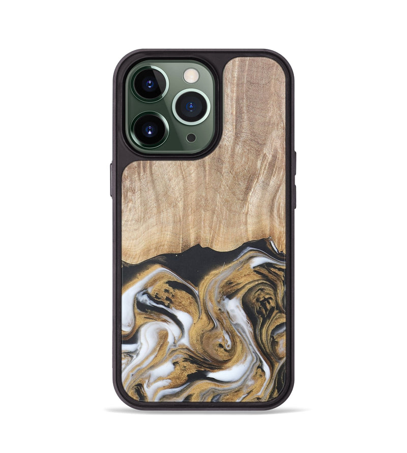 iPhone 13 Pro Wood+Resin Phone Case - Catherine (Black & White, 677943)