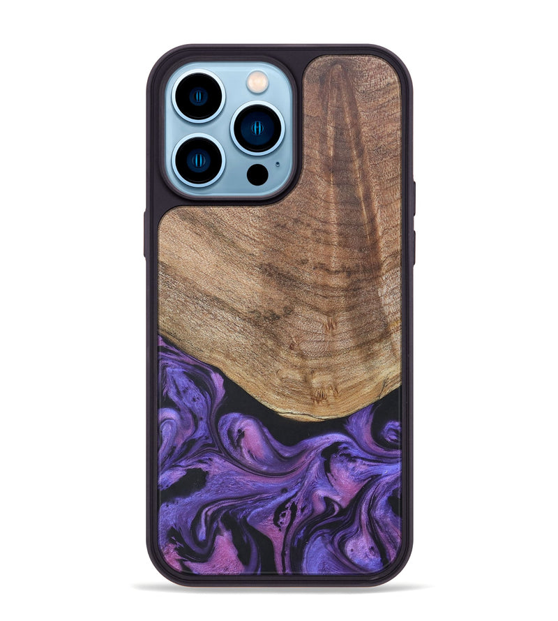 iPhone 14 Pro Max Wood+Resin Phone Case - Savannah (Purple, 677952)