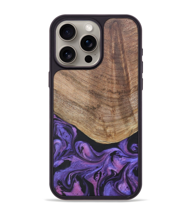 iPhone 15 Pro Max Wood+Resin Phone Case - Savannah (Purple, 677952)