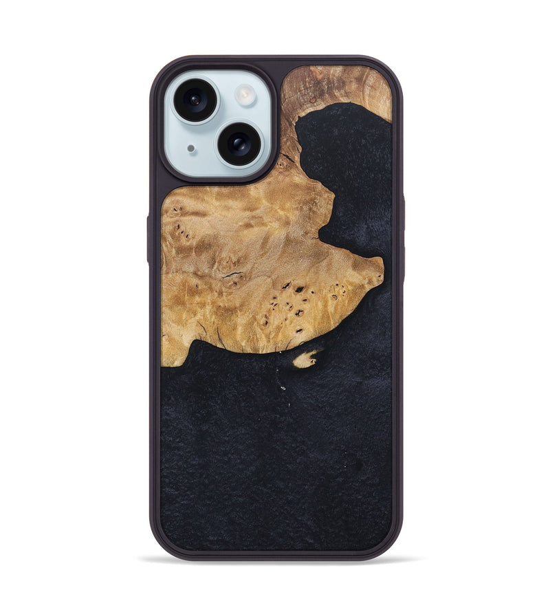 iPhone 15 Wood+Resin Phone Case - Kairo (Pure Black, 678340)