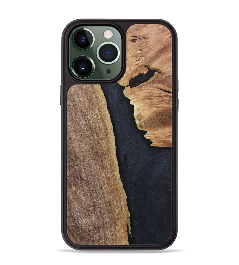 iPhone 13 Pro Max Wood+Resin Phone Case - Rochelle (Pure Black, 678341)