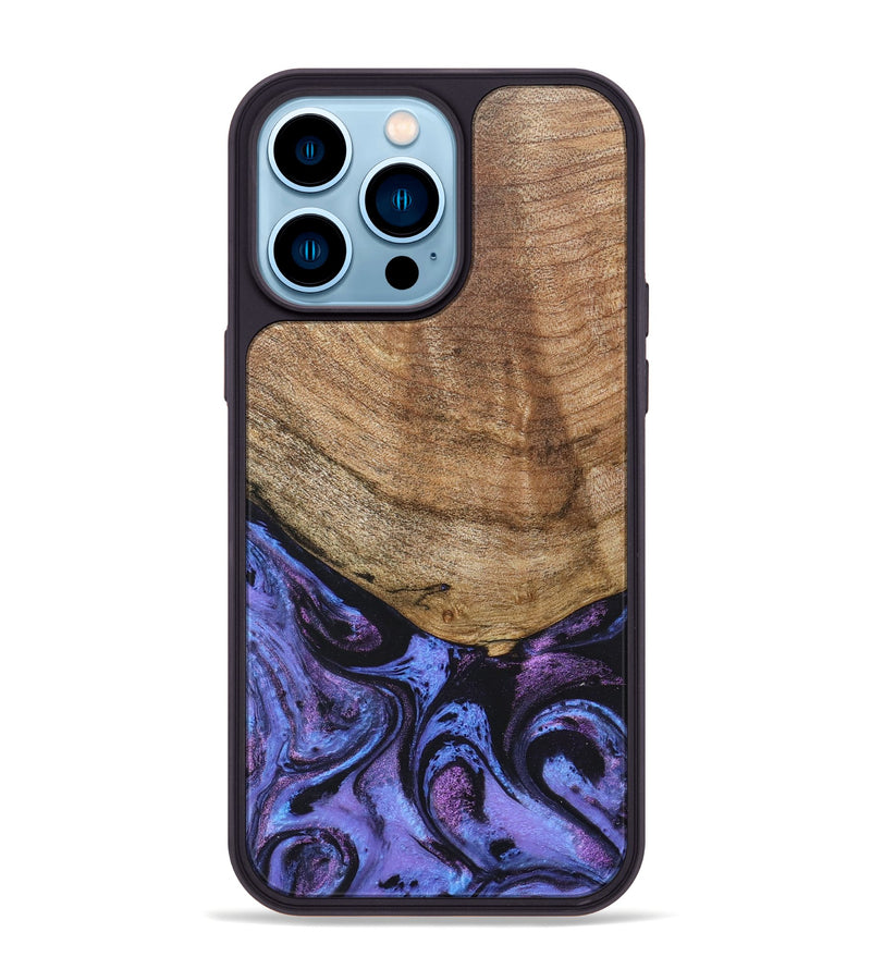 iPhone 14 Pro Max Wood+Resin Phone Case - Collins (Purple, 678411)