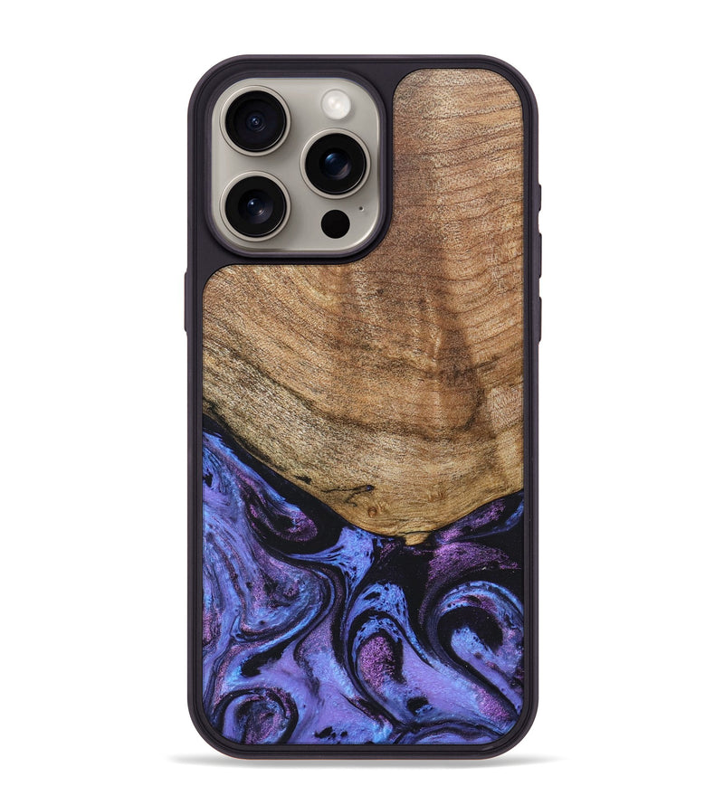iPhone 15 Pro Max Wood+Resin Phone Case - Collins (Purple, 678411)