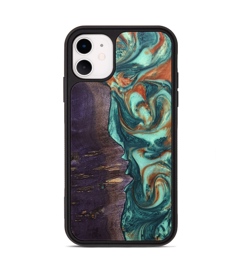 iPhone 11 Wood+Resin Phone Case - Isla (Green, 678493)