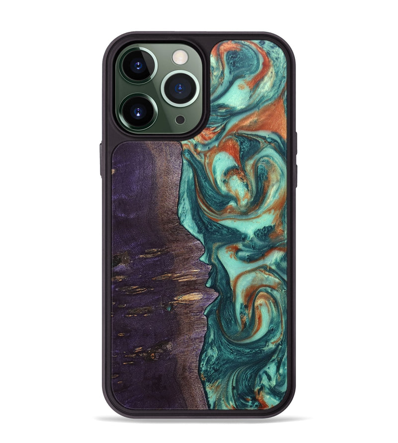 iPhone 13 Pro Max Wood+Resin Phone Case - Isla (Green, 678493)