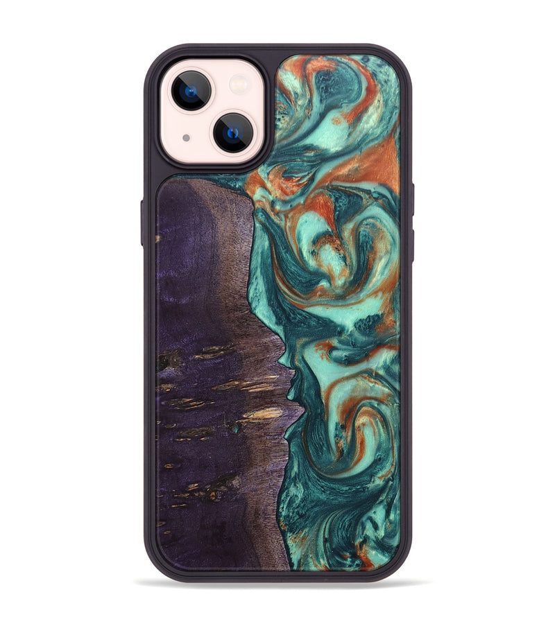 iPhone 14 Plus Wood+Resin Phone Case - Isla (Green, 678493)