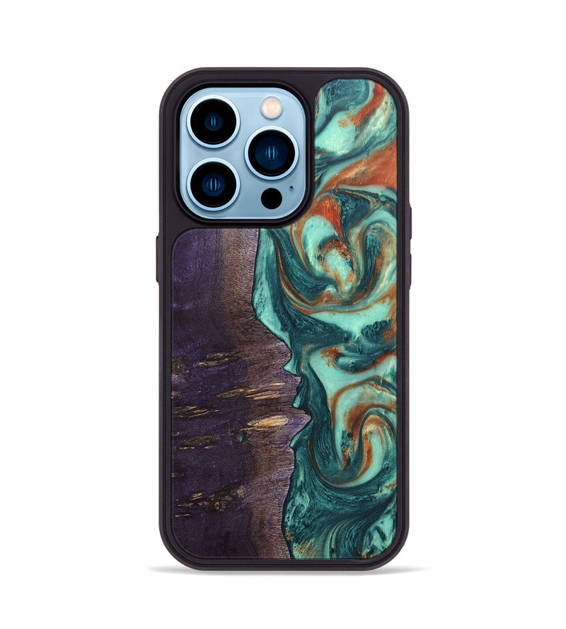 iPhone 14 Pro Wood+Resin Phone Case - Isla (Green, 678493)