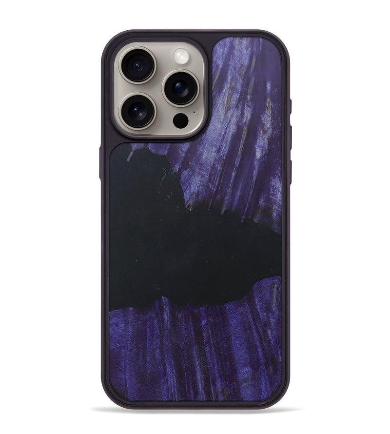 iPhone 15 Pro Max Wood+Resin Phone Case - Tevin (Pure Black, 679280)