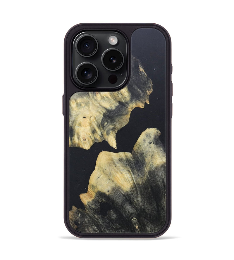 iPhone 15 Pro Wood+Resin Phone Case - Lorrie (Pure Black, 679284)