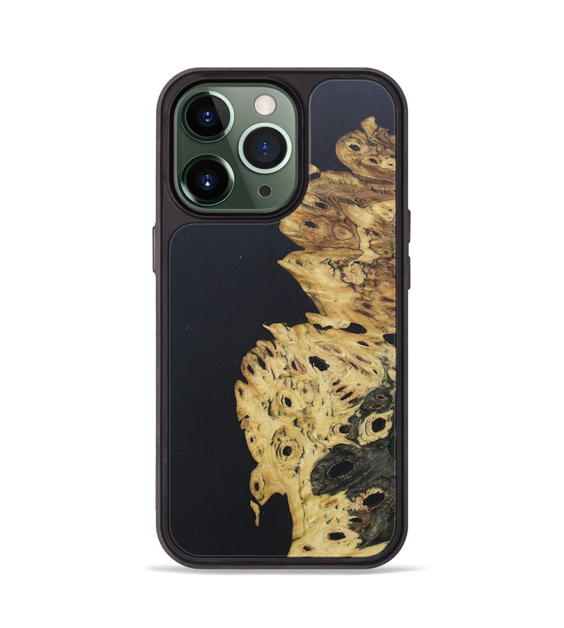 iPhone 13 Pro Wood+Resin Phone Case - Tamika (Pure Black, 679286)