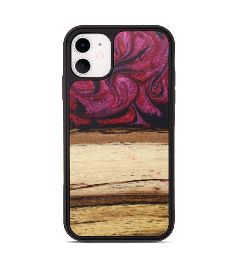 iPhone 11 Wood+Resin Phone Case - Claude (Red, 679494)