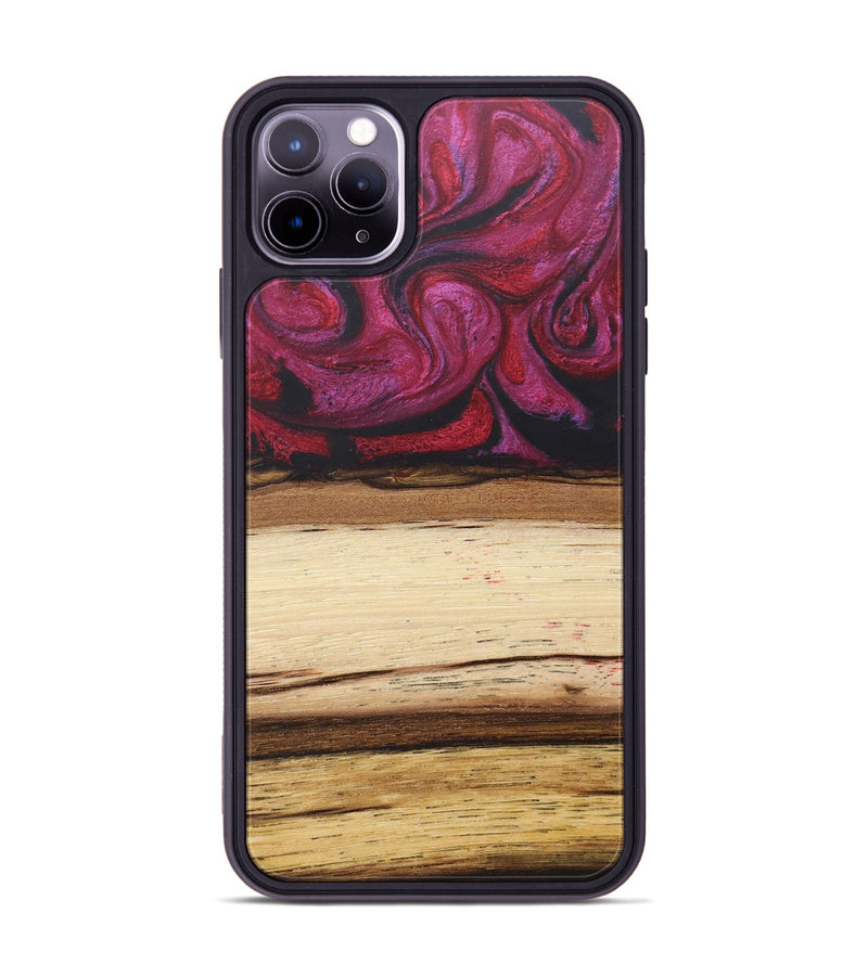iPhone 11 Pro Max Wood+Resin Phone Case - Claude (Red, 679494)