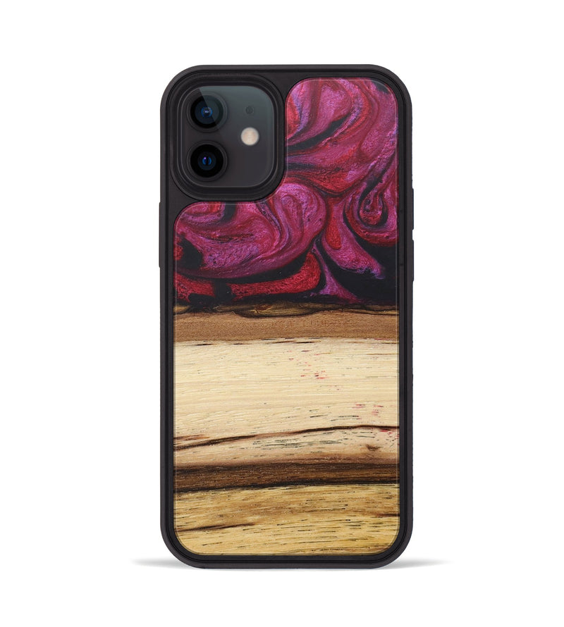 iPhone 12 Wood+Resin Phone Case - Claude (Red, 679494)