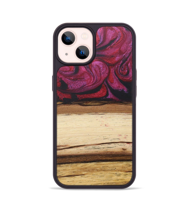 iPhone 14 Wood+Resin Phone Case - Claude (Red, 679494)