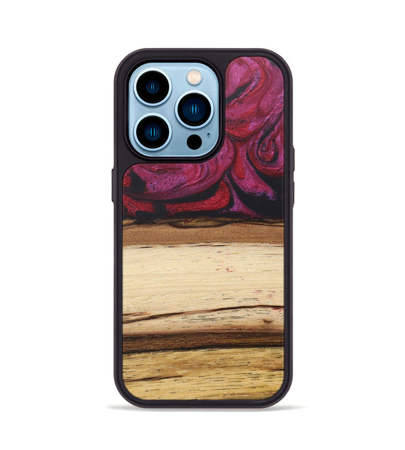 iPhone 14 Pro Wood+Resin Phone Case - Claude (Red, 679494)