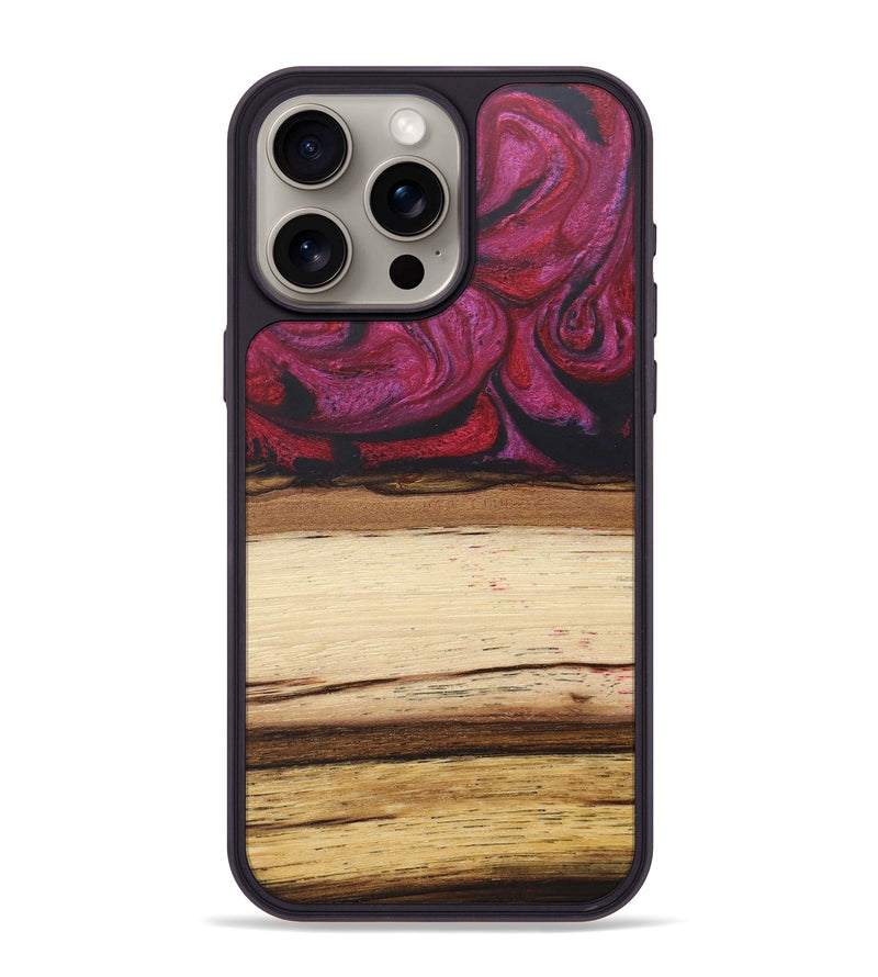 iPhone 15 Pro Max Wood+Resin Phone Case - Claude (Red, 679494)