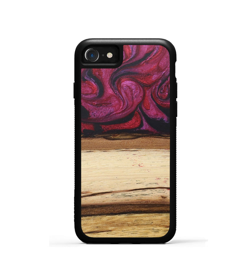 iPhone SE Wood+Resin Phone Case - Claude (Red, 679494)