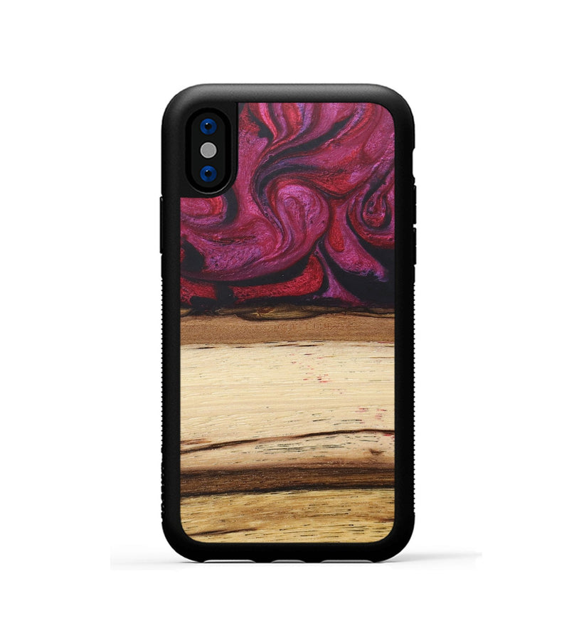 iPhone Xs Wood+Resin Phone Case - Claude (Red, 679494)